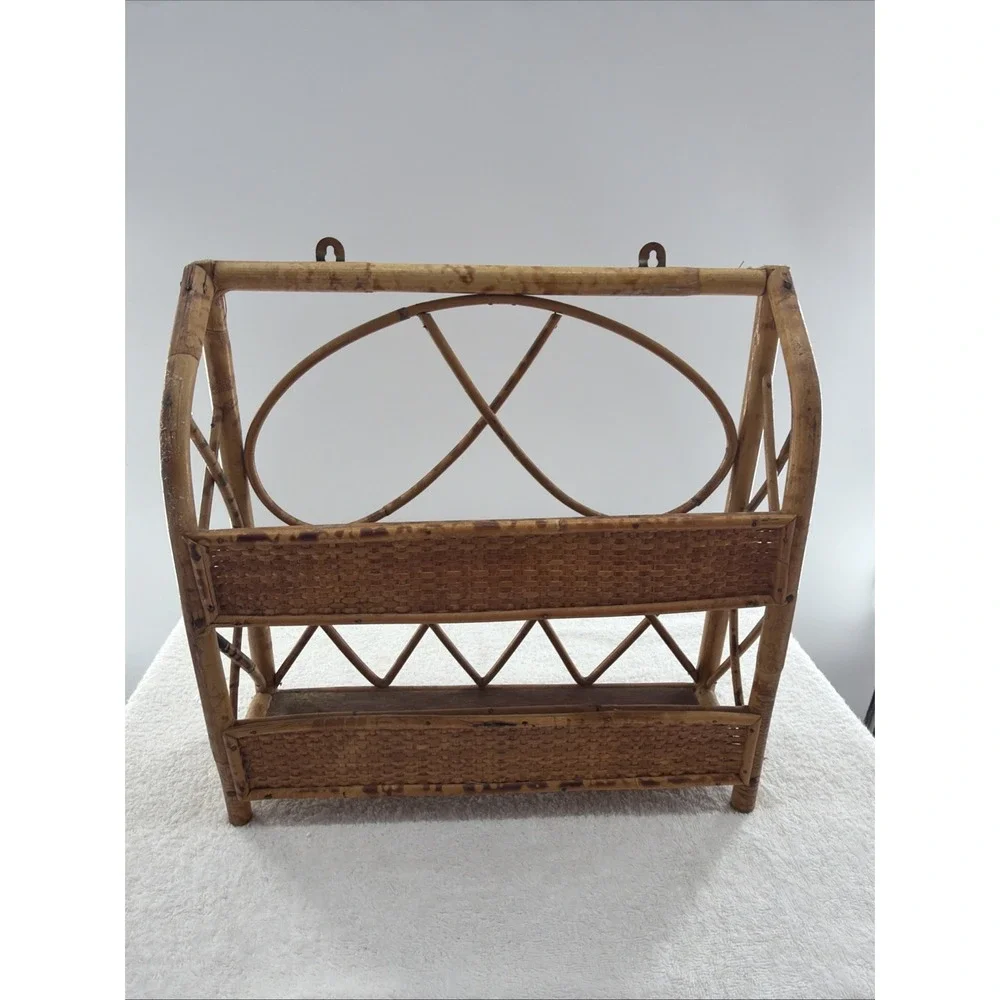Vintge rattan bamboo hanging wall shelf/freestanding shelf 13